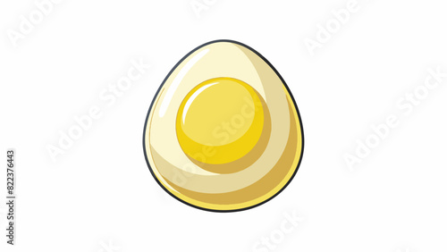 A perfectly symmetrical smooth object that has a slightly pointed end. Its shell is hard and opaque with a pale yellow or white color. Inside there is. Cartoon Vector
