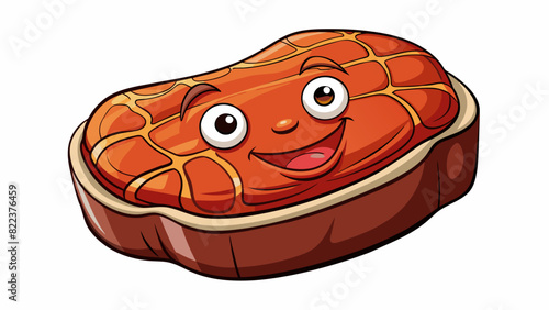 A perfectly cooked juicy steak with a golden brown crust and a flavorful aroma wafting through the air.. Cartoon Vector