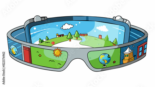 A pair of augmented reality glasses that allow wearers to see and interact with a virtual world complete with realistic simulations of places and. Cartoon Vector