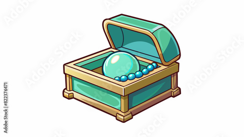 A pearlized teal paint shimmering and iridescent decorating a small wooden jewelry box with a touch of elegance.. Cartoon Vector photo