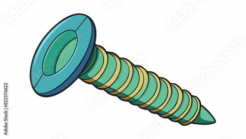 A plastic screw with a round smooth head and spiral grooves along its body. This lightweight screw is commonly used in simple DIY projects and can. Cartoon Vector