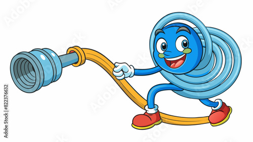 A pulsing water hose demonstrating the rhythm and continuous movement of a muscle.. Cartoon Vector