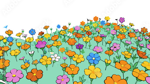A sea of wildflowers swaying in the breeze and creating a kaleidoscope of colors.. Cartoon Vector