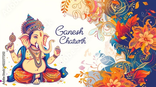 vector illustration of Ganesh Chaturthi festival of India.