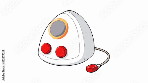 A smooth white object with a curved top and a round red light that blinks periodically. It has two buttons on the side that click when pressed and a. Cartoon Vector