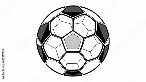 A soccer ball in half revealing the intricate geometric pattern of black and white pentagons and hexagons on the inside. One half of the ball is. Cartoon Vector
