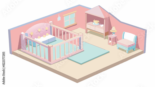 A soft and pastel pink paint delicately brushed onto the walls of a nursery creating a calming and warm atmosphere.. Cartoon Vector