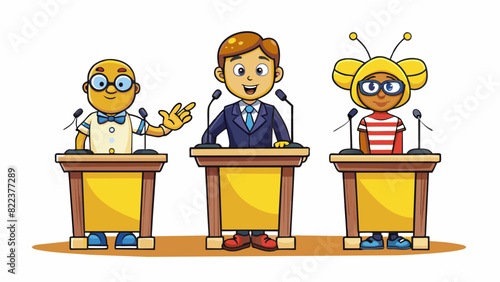 A spelling bee competition where contestants are given a random list of words to spell correctly. The words become increasingly difficult as the. Cartoon Vector