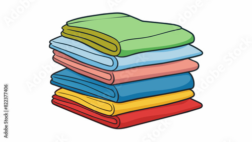 A stack of freshly folded laundry portraying the duty of keeping a clean and organized living space.. Cartoon Vector