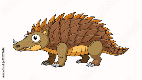 A stout sy animal with a thick scaly hide and a spiky crest running down its back. Its tiny feet carried it swiftly through the jungle while its sharp. Cartoon Vector