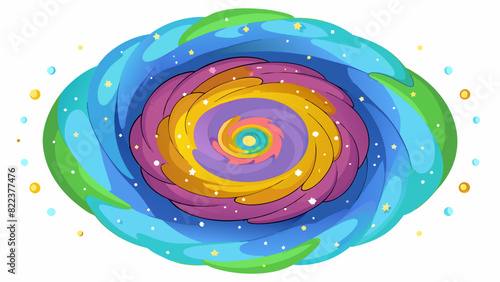 A swirling mass of colorful gas and dust dancing and colliding with each other. Some areas are brighter and more intense while others are dimmer and. Cartoon Vector
