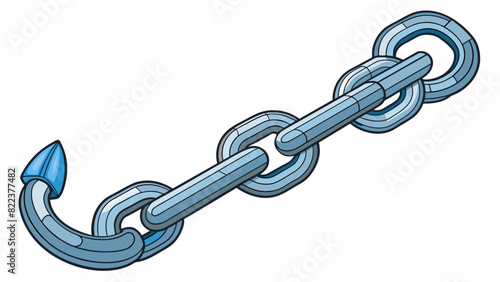 A sy boat anchor chain consisting of large thick links that are galvanized to resist corrosion from saler. Each link is carefully forged and welded. Cartoon Vector