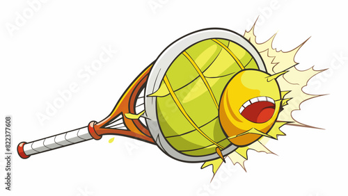 A tennis ball is repeatedly hit by a racket creating a rapid and powerful impact each time it collides with the rackets strings. As a result the. Cartoon Vector