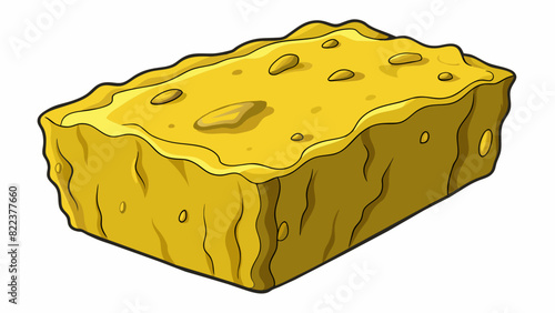 A thick solid chunk of yellowish material with a shiny waxy appearance.. Cartoon Vector