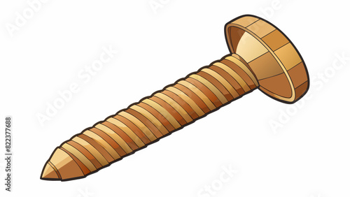 A thick wooden screw with a flat head and wide widely spaced threads. Its large size allows it to hold heavy objects together such as the pieces of a. Cartoon Vector