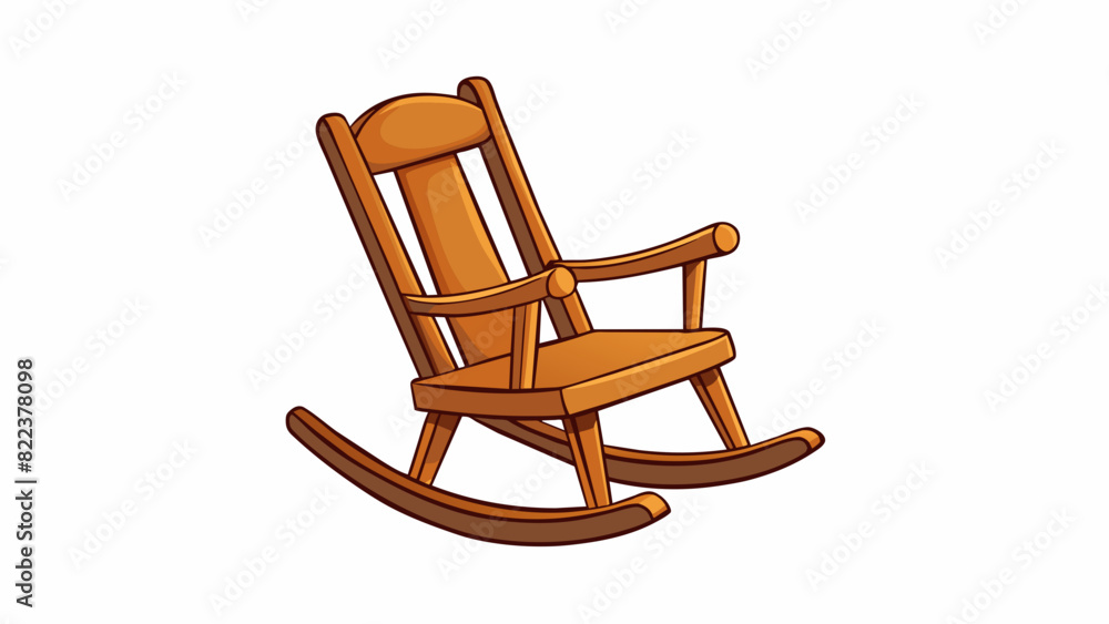 A wooden rocking chair with smooth curved edges and a sy frame. The chair gives off a sense of comfort and stability and its gentle rocking motion is. Cartoon Vector A wooden rocking chair with smooth curved edges and a sy frame. The chair gives off a sense of comfort and stability and its gentle rocking motion is. Cartoon Vector