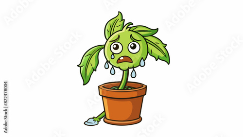 A wilted houseplant with drooping leaves and withering flowers symbolizing the physical and emotional exhaustion caused by prolonged stress.. Cartoon Vector