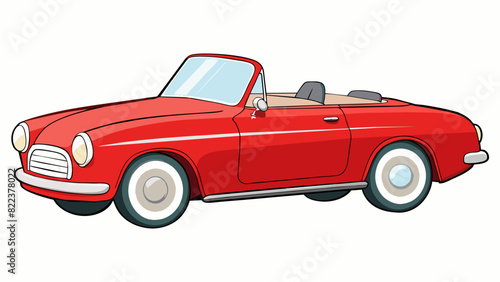 A vintage cherry red convertible with a soft top roof and chrome accents perfect for a leisurely cruise along the coast with the wind in your hair.. Cartoon Vector