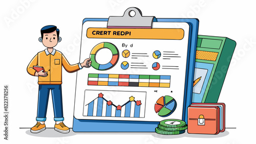 Credit Report A detailed record of a persons credit history including loans credit cards and payment history. It is used by lenders to assess the risk. Cartoon Vector