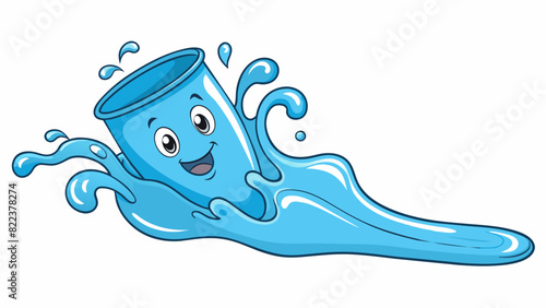 During the liquid phase the water flows freely and takes the shape of its container. It is constantly moving and has a smooth wet texture.. Cartoon Vector