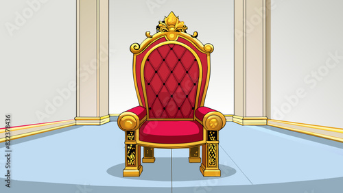 In the center of the room stood a grand ornate chair with velvet upholstery and golden accents. Its size and luxurious details ensured that it was. Cartoon Vector