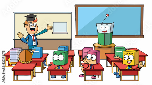 In the classroom the rule was to raise your hand before speaking. This allowed for orderly discussions and made sure that everyones voice was heard.. Cartoon Vector