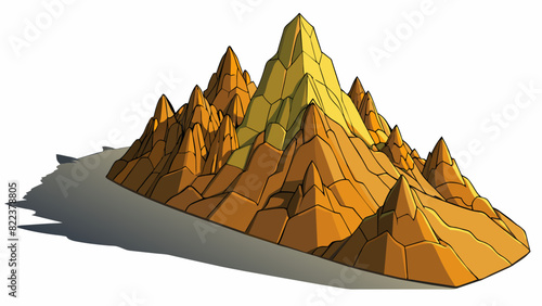 The back of a mountain covered in jagged rocks and steep inclines casting a long shadow in the late afternoon sun.. Cartoon Vector