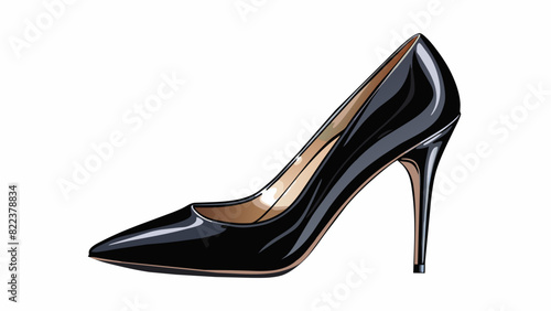 The black patent leather shoes gleam adding a touch of sophistication to the allblack outfit. The sharp pointed toe and towering stiletto heel add an. Cartoon Vector