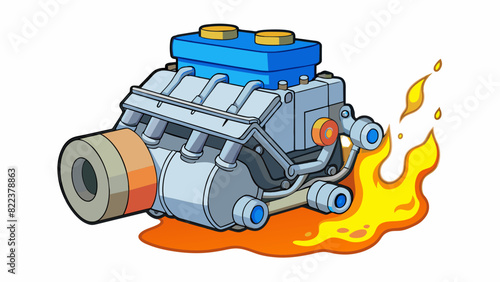 The cars engine overheated and stopped running because it ran out of coolant. The cars engine was made of metal and was constantly in motion while the. Cartoon Vector
