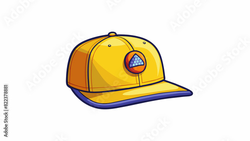 The cap had a retro feel with a vibrant yellow color and an embroidered logo on the front. It had a low crown and a velcro back closure making it easy. Cartoon Vector
