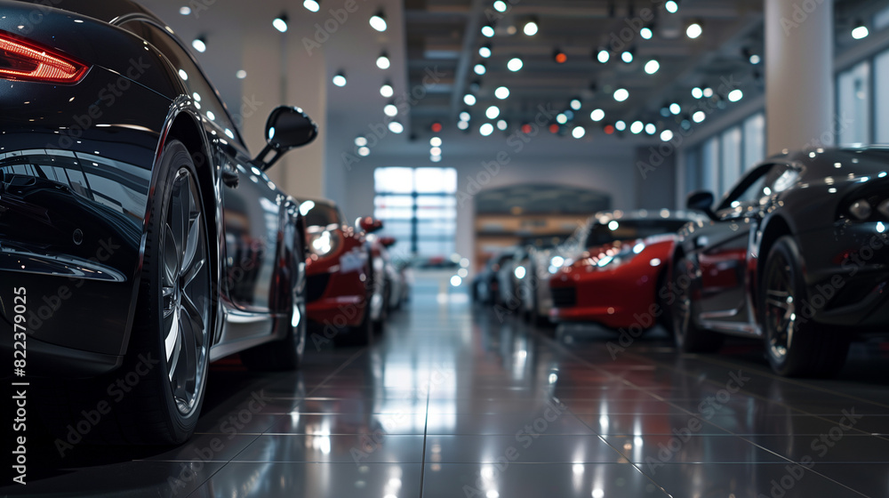Interior modern cars in showroom, Car for sale. Interior modern cars in showroom, Car for sale.