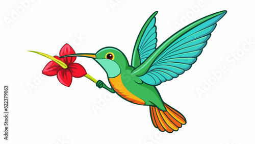 The hummingbirds wings moved at such a rapid pace that they were ly visible allowing it to hover effortlessly in front of a flower.. Cartoon Vector