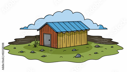 The rain was ferocious pelting the ground with relentless force. The old tin roof of the abandoned shed rattled and groaned unable to withstand the. Cartoon Vector