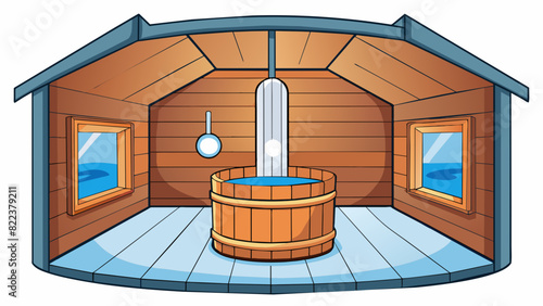 The range of temperatures in a sauna Stepping into a sauna you can immediately feel the range of temperatures surrounding you. The heat in the room. Cartoon Vector