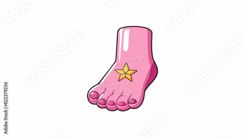 The second foot is small and dainty with toes that are perfectly manicured and painted in a bright pink color. The skin on the foot is smooth and soft. Cartoon Vector