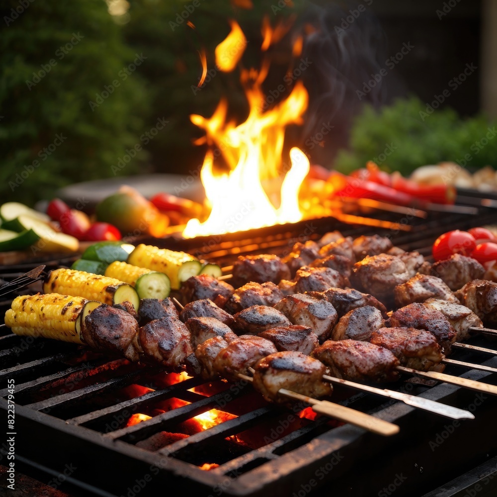 Juicy Barbecue Ribs Grilling Over Open Flame Juicy Barbecue Ribs Grilling Over Open Flame