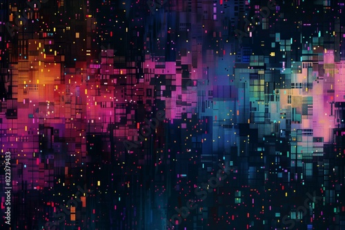 Wallpaper Mural A colorful abstract painting with many squares and triangles Torontodigital.ca