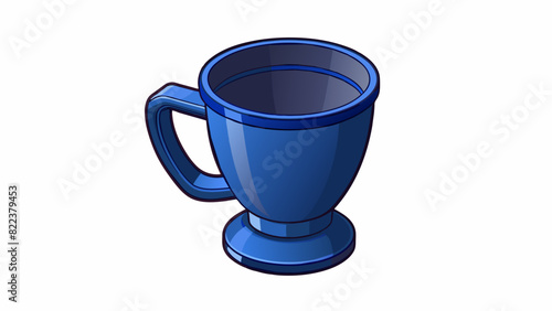 This cup is made of dark blue metal and has a modern sleek design. Its surface is smooth and cold to the touch lacking any visible seams or. Cartoon Vector