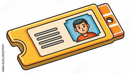 This ticket is made of a durable material that is often laminated for protection. It features the owners photo and name as well as any necessary. Cartoon Vector