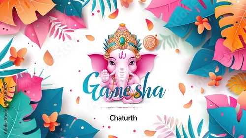 vector illustration of Ganesh Chaturthi festival of India.