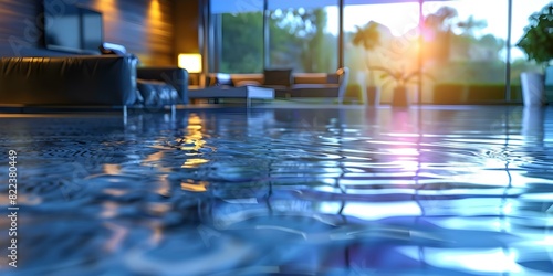 Insurance for accidental flooding in modern offices and homes for protection. Concept Accidental Flooding Insurance, Modern Offices, Homes, Protection photo