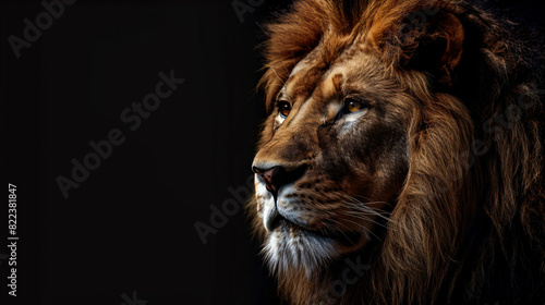 Close Up of Lions Head on Black Background