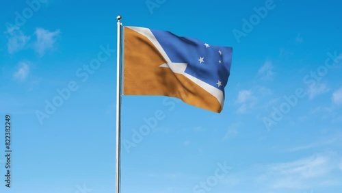 High detailed flag of Tierra del Fuego Province Argentina. National Tierra del Fuego Province Argentina flag. 3D Render. photo