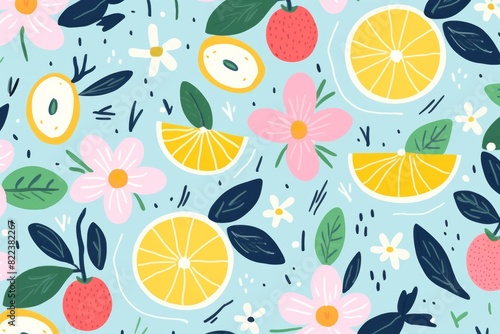 Seamless pattern with fruits Background 