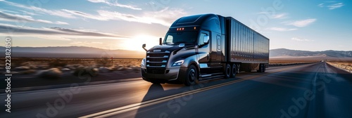American truck traveling on a busy highway
