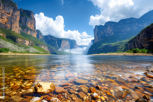 Wallpaper Mural Majestic river gorge under clear skies Torontodigital.ca