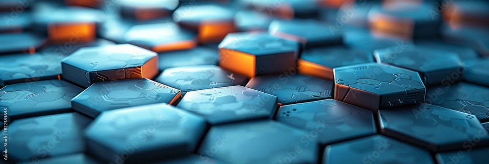A cluster of various shades of blue hexagonal shapes arranged closely together A cluster of various shades of blue hexagonal shapes arranged closely together