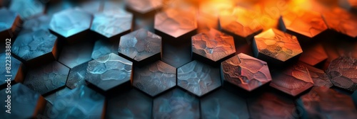 Various hexagonals in a range of colors arranged together photo