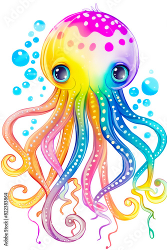 Cute rainbow baby octopus
