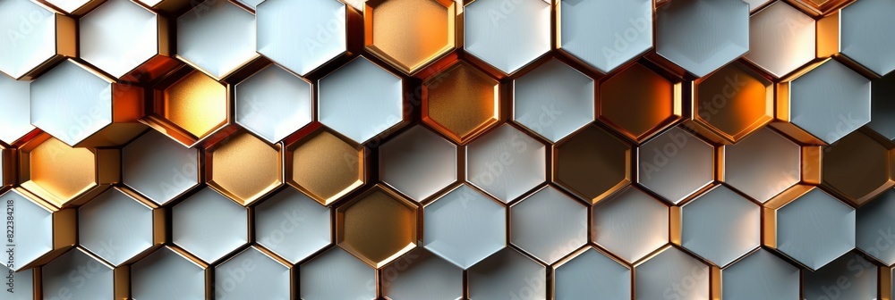 Detailed view of a wall built with hexagonal tiles Detailed view of a wall built with hexagonal tiles